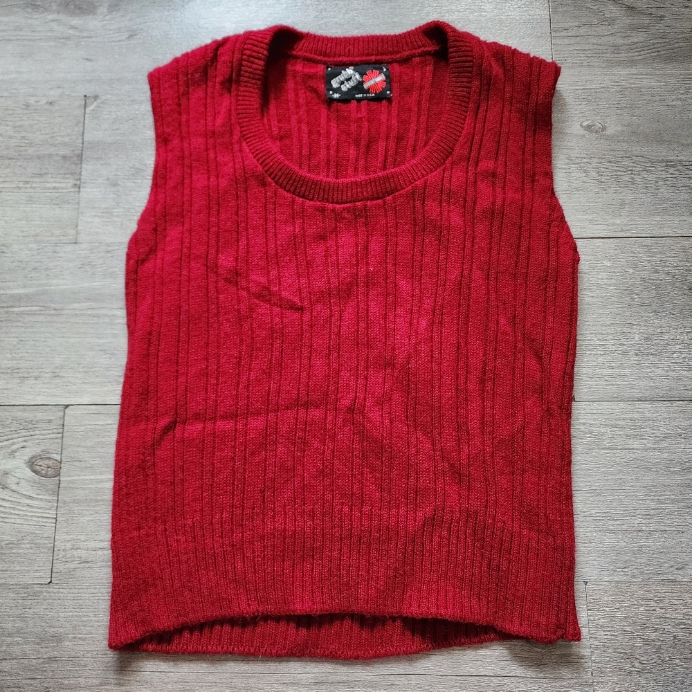 Vintage Robert Bruce Grubb Stuff Red Knit Sweater Vest Womens Medium